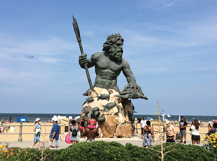 King Neptune statue overlooking the Virginia Beach oceanfront